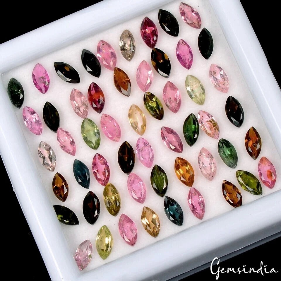 12.50 Ct/54 Pcs Natural Multi-Color Tourmaline Marquise Calibrated 6x4m Gems Lot