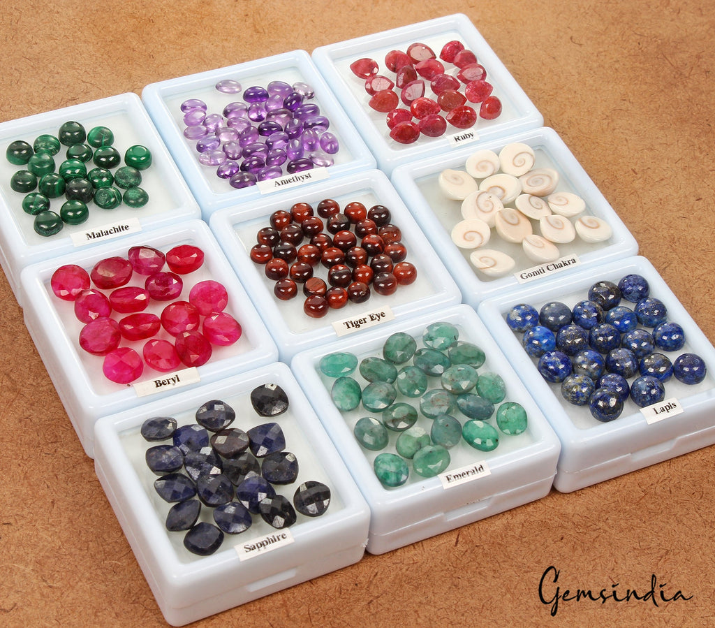 195 Pcs Estate Genuine Semi precious Loose Mix Cut Multi Gems Collection /9 Lots