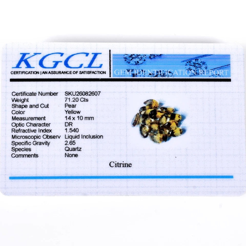 Certified 14 Pcs Natural Golden Yellow Citrine Pear Cut 14x10mm Calibrated Gems