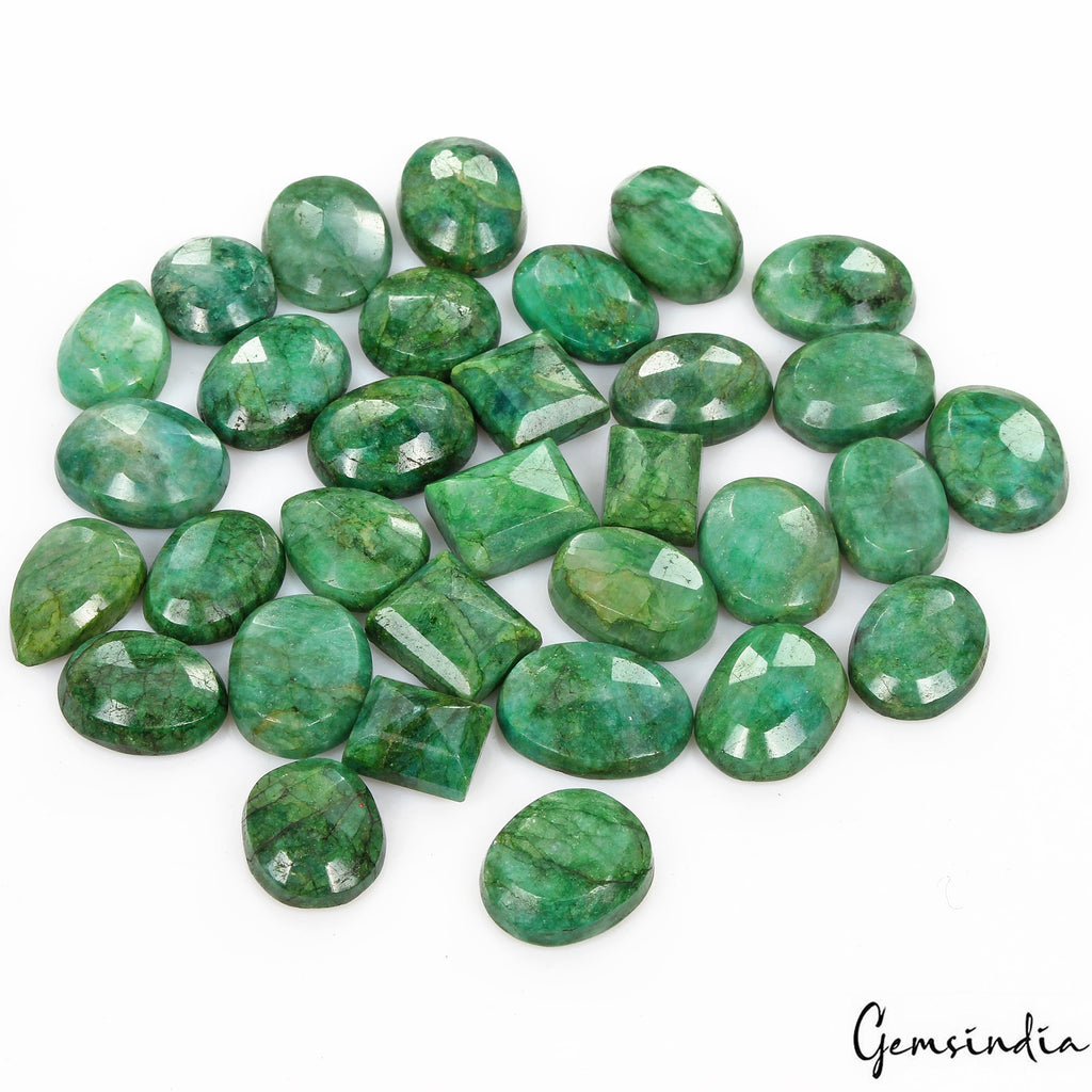 720 Cts/32 Pcs Natural Brazilian Green Emerald Mix Cut Loose 15mm-24mm Gems Lot
