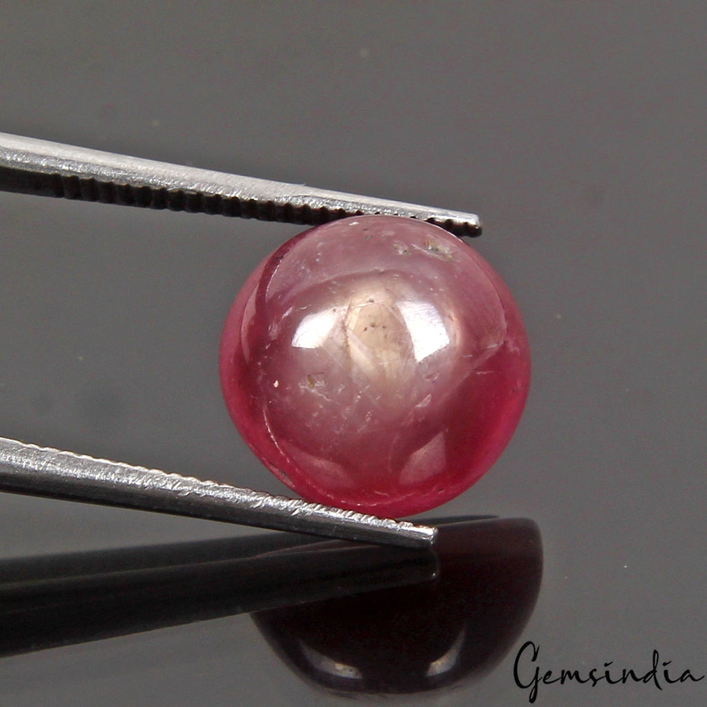 Certified 7 Cts Natural Pink Star Ruby Round Cab Precious Loose Gem For Ring-RH