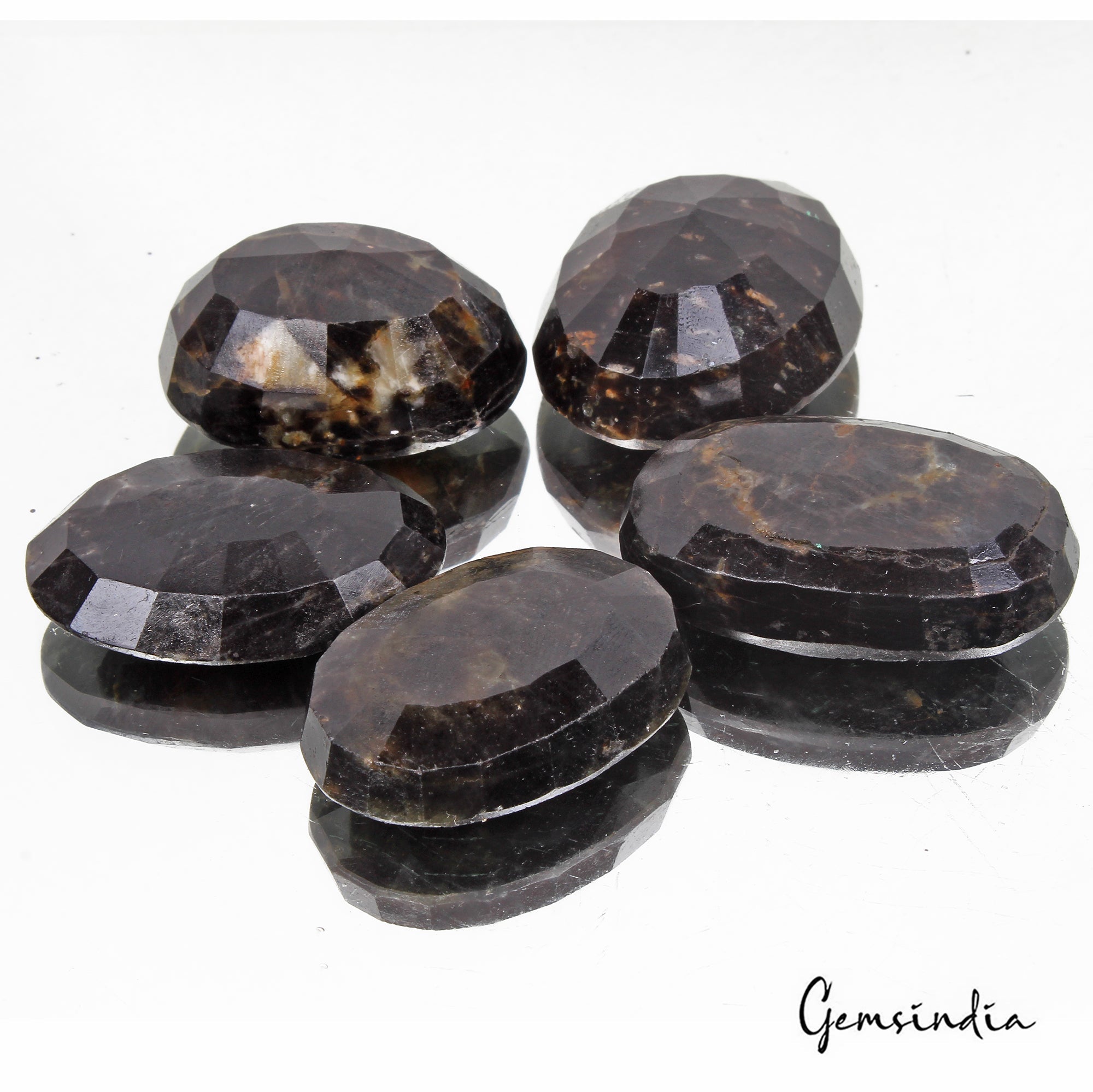 1130 Ct/5 Pcs Natural Untreated Black Sapphire Oval Faceted Loose Wholesale Gems