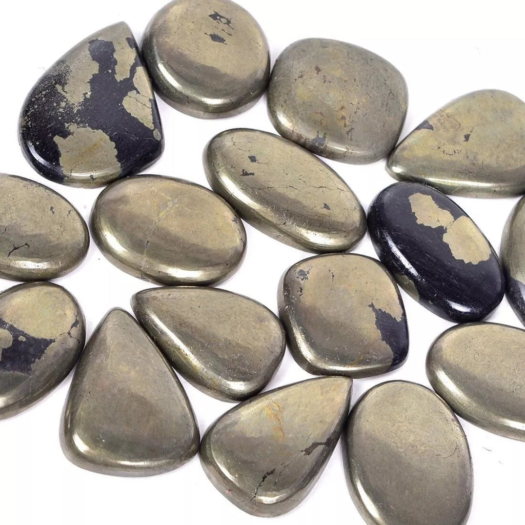 16 Pcs Natural Untreated Gold Pyrite Loose Cabochon 21-30mm Wholesale Gems~500Ct