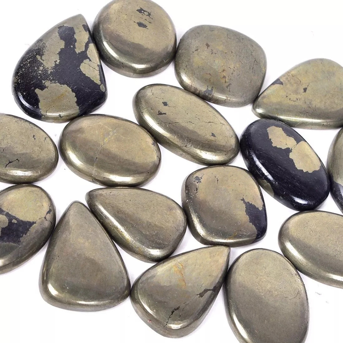 Pyrite Cabochon, Untreated, Gold — 21mm to 30mm, 500 Ct