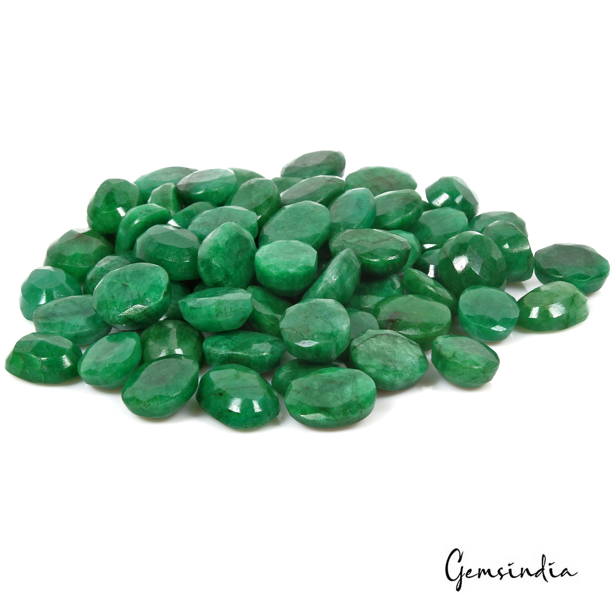 1000 Ct/64 Pcs Natural Brazilian Dark Green Emerald Oval Cut Gem Lot For Jewelry