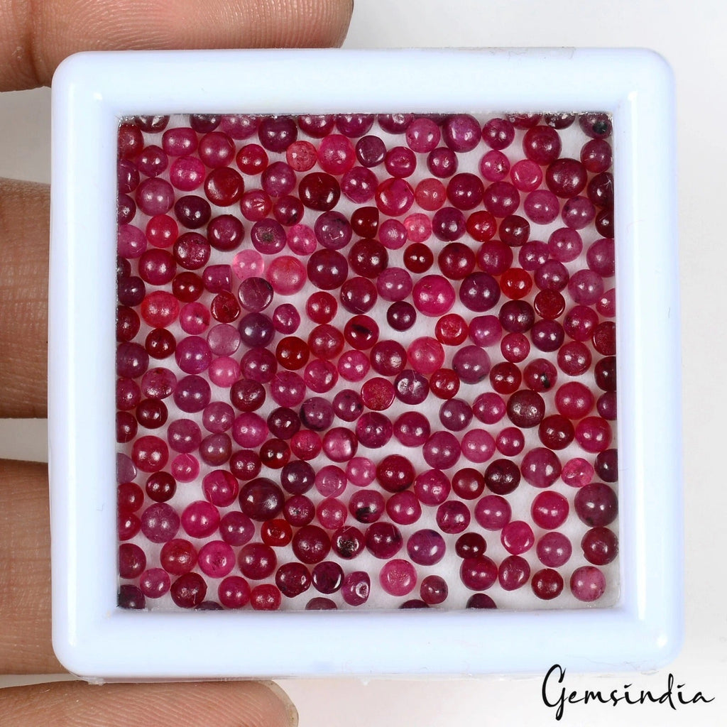 38.90 Ct Natural Ruby 225 Pcs Lot Round Cabochon Beautiful Red Loose Gemstones