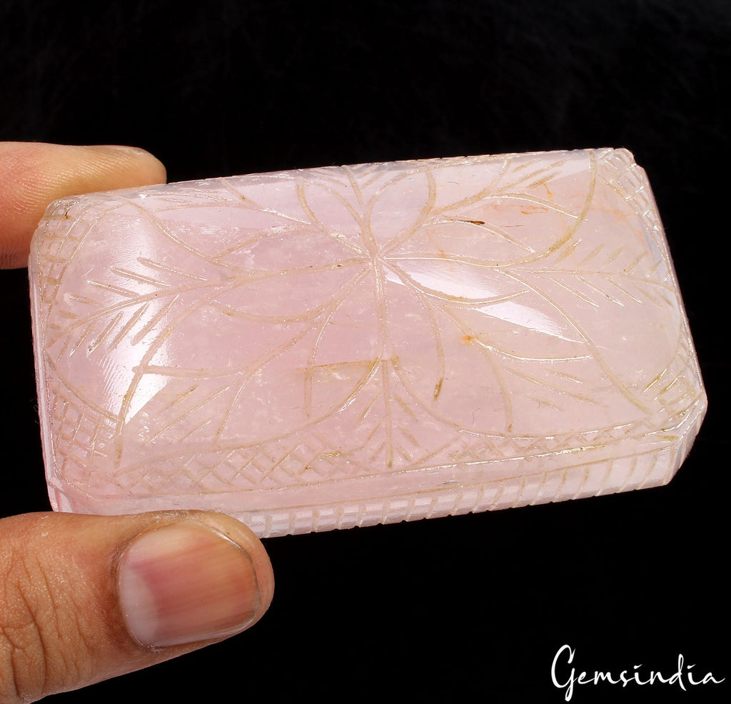 1170 Cts Natural Rose Quartz 83x45x32mm Octagon Carved Loose Untreated Gemstone