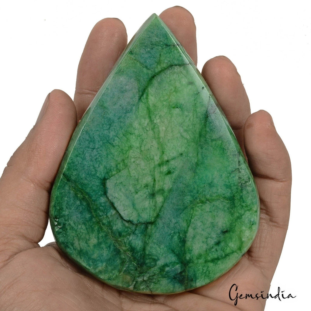 1670 Ct Natural Green Brazilian Emerald Pear Hand Carved Certified Loose Gems