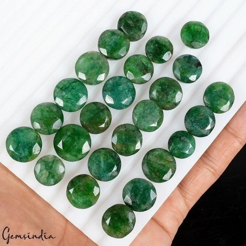 Emerald Lot, Loose Gemstone, Color Enhanced, Green — 25 Pieces, 12mm to 15mm, 250.00 Ct, Zambia