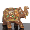 Hand Crafted 1520 Cts Natural Aventurine Trunk Up Elephant Sculpture/Home Decor
