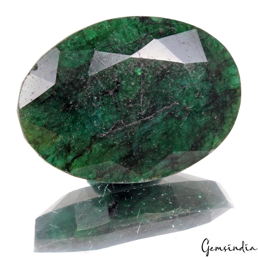 Emerald Loose Gemstone, Color Enhanced, Green — 56 x 40 x 17 mm, 300 Ct, Brazil