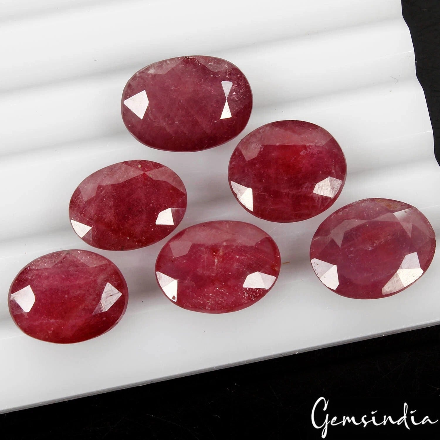 58 Cts/6 Pcs Natural Mozambique Red Ruby Oval Faceted Cut Gems Lot For Jewelry