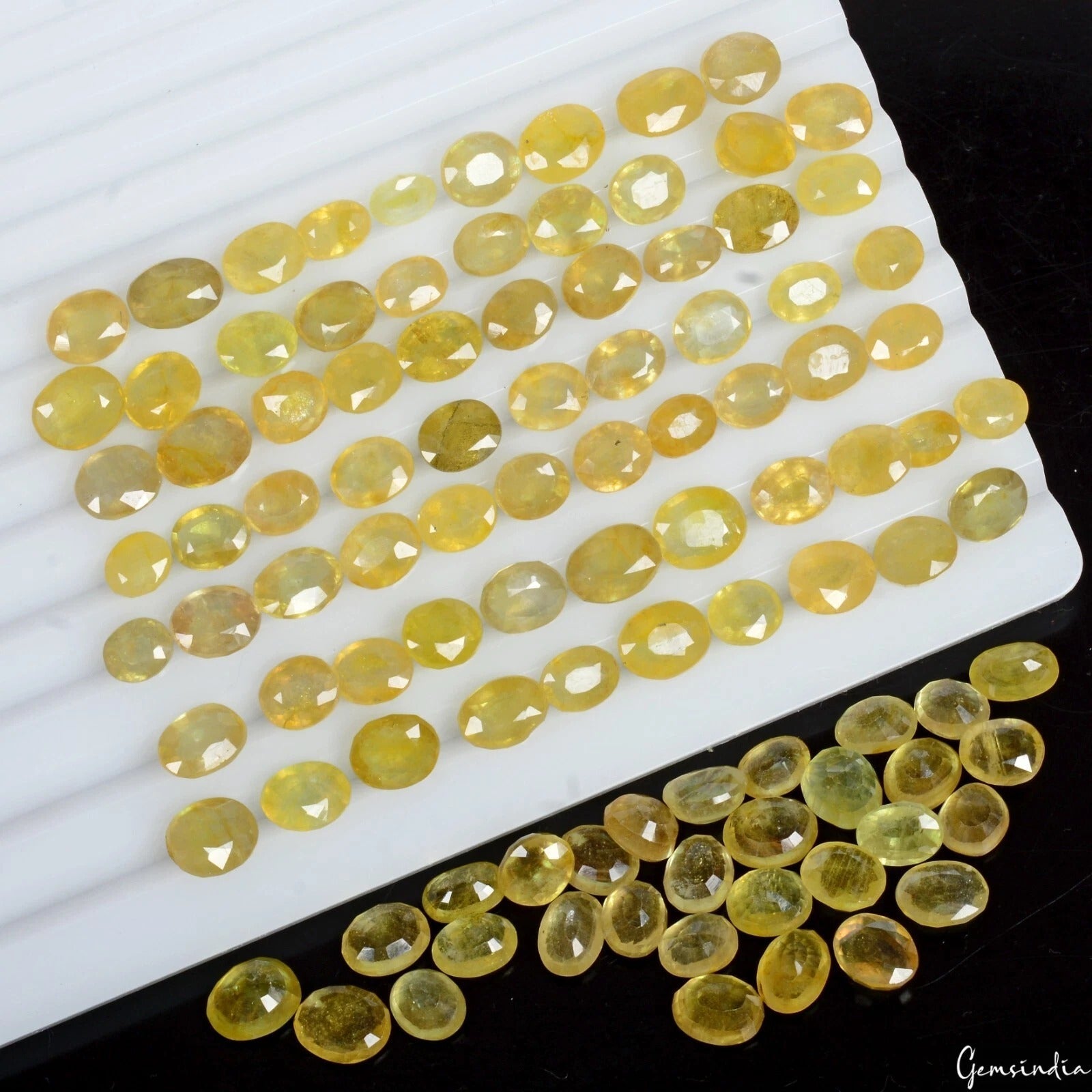 Certified 250 Cts/100 Pcs Natural Unheated Yellow Sapphire Oval Cut 5mm-8mm Gems