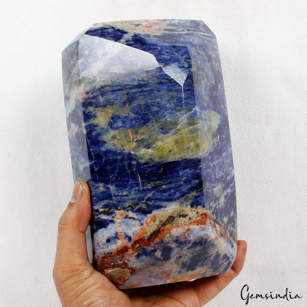 Massive 4 kg Natural Blue Sodalite Rare Octagon Cut Untreated Museum Size Stone