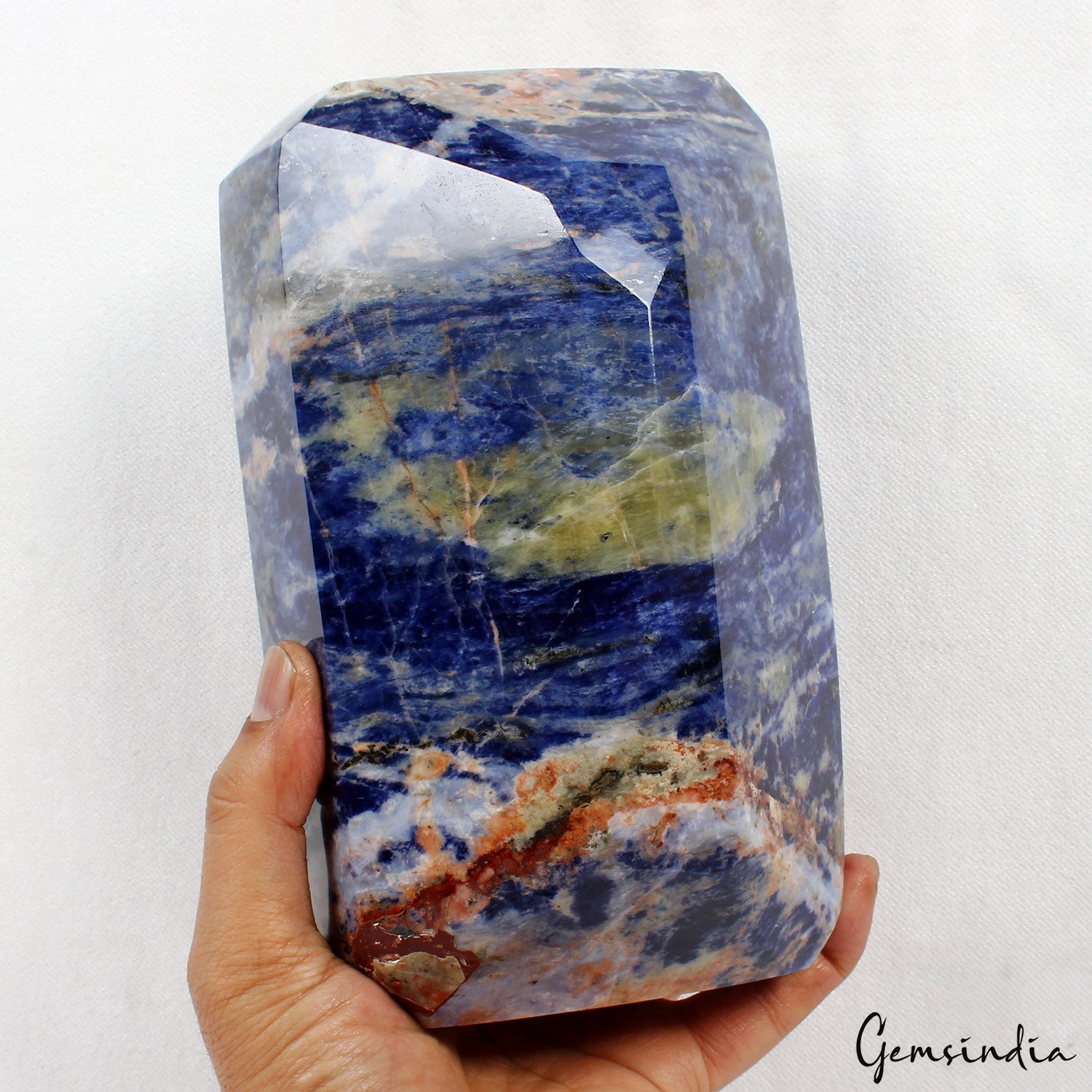 Massive 4 kg Natural Blue Sodalite Rare Octagon Cut Untreated Museum Size Stone