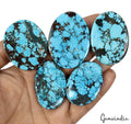 470 Ct Natural Spiderweb Blue Turquoise Oval Cabochon Loose Gemstone Lot 5  Pcs