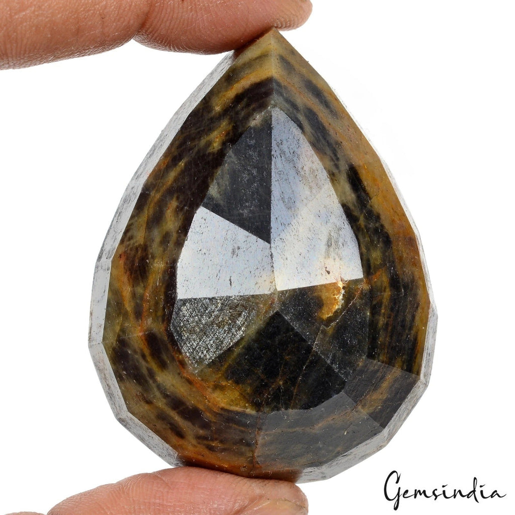 Certified 600 Cts Natural Untreated Black Brown Sapphire Pear Cut Huge Loose Gem