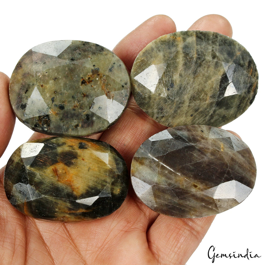 Natural Black Brown Sapphire Untreated Oval Cut Loose Gemstones 1320 Ct 45-48mm