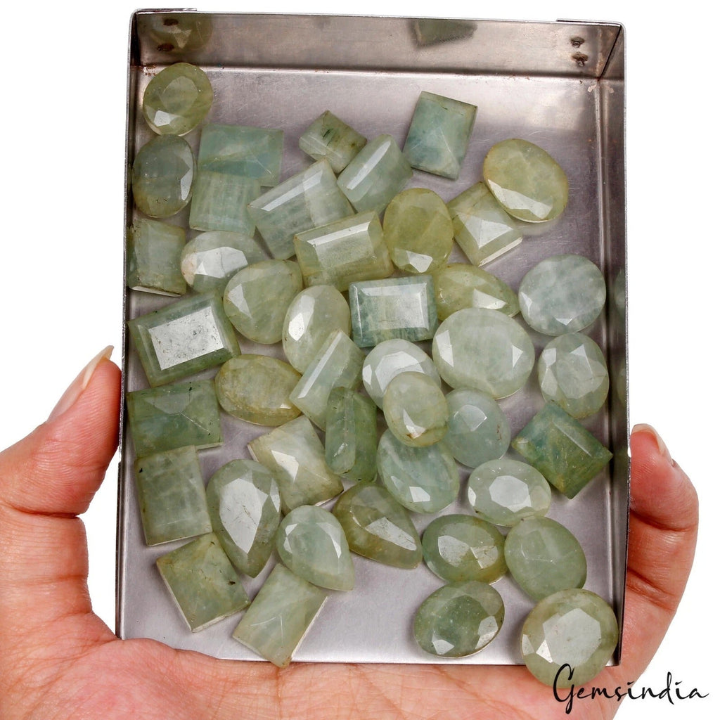 460Ct Natural Green Aquamarine Beryl Mix Cut Untreated Loose Ring Size Gemstones