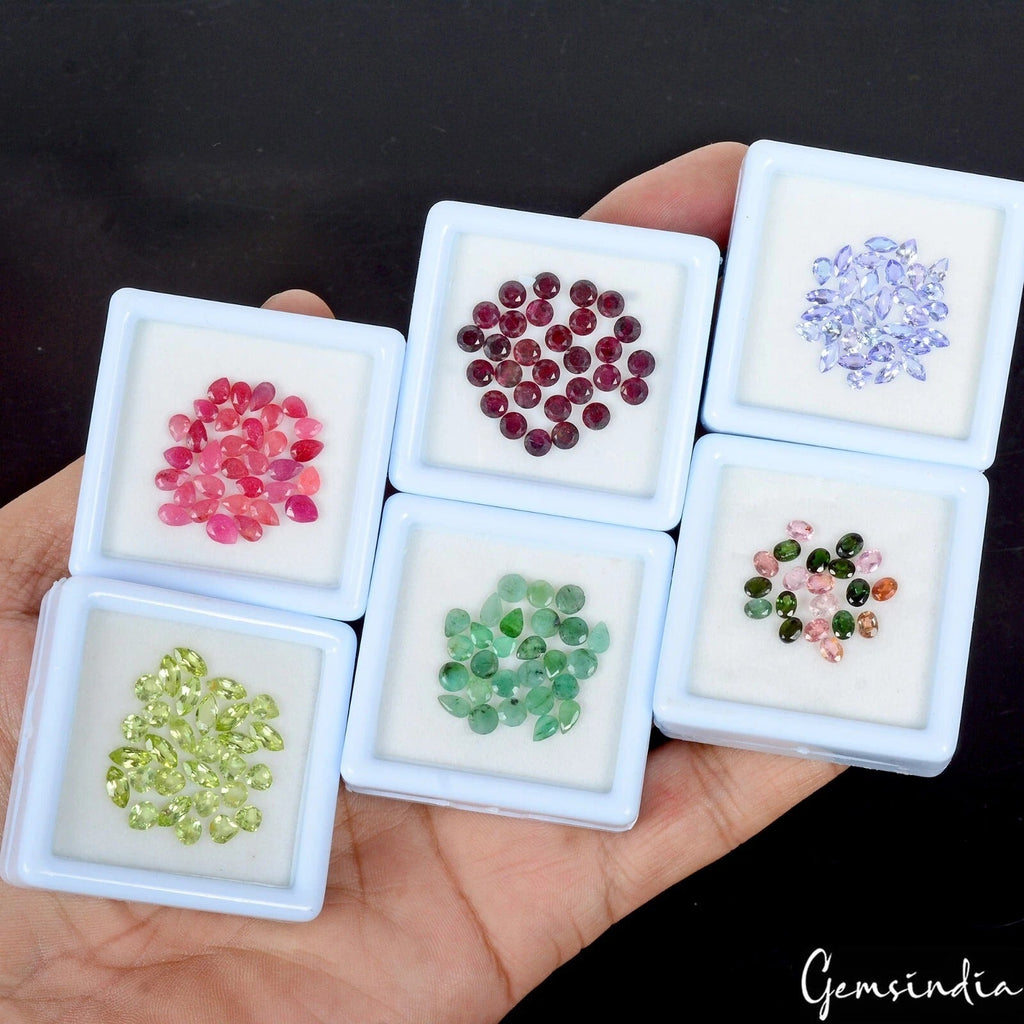 6 Lots Estate Genuine Semi Precious Mix Cut Multi Gemstones Collection ~68 Pcs