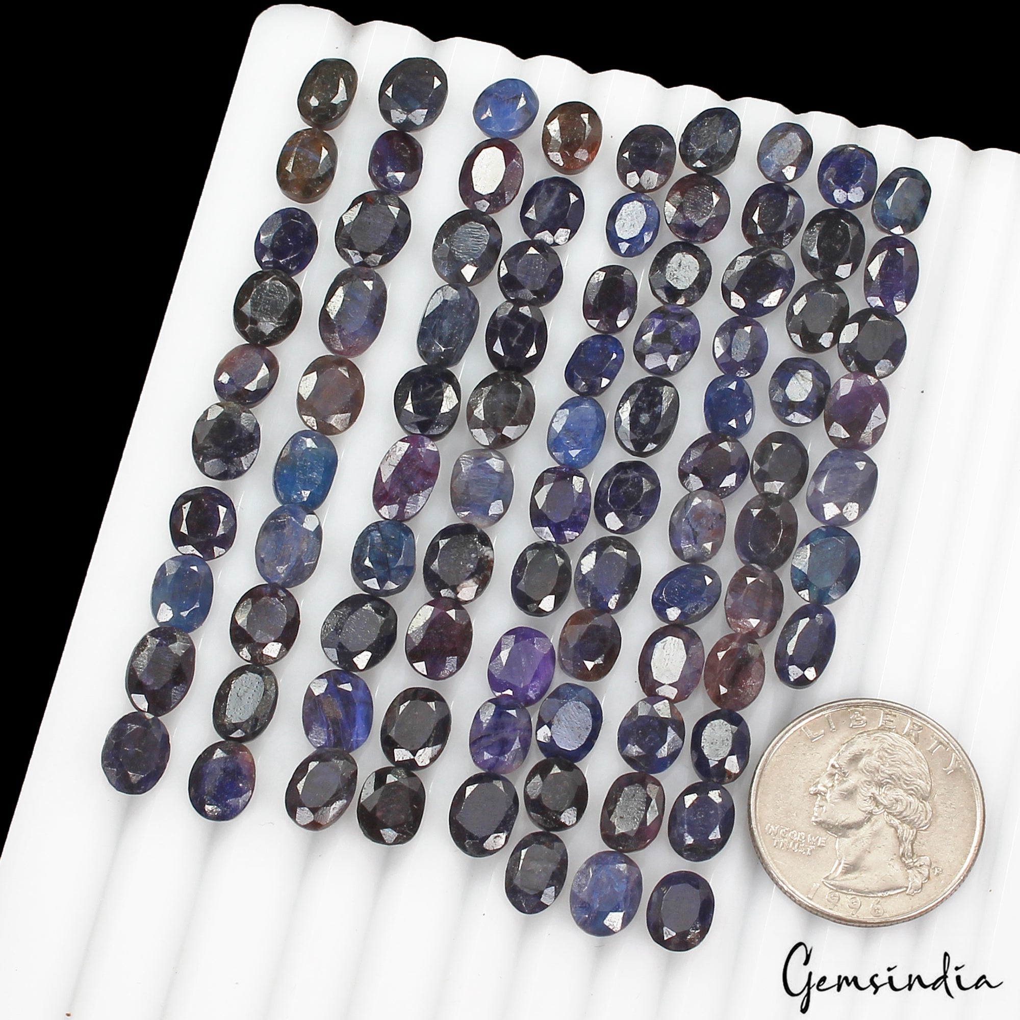 Certified 220 Cts/90 Pcs Natural Blue Sapphire Oval Cut Loose Gems For Jewelry