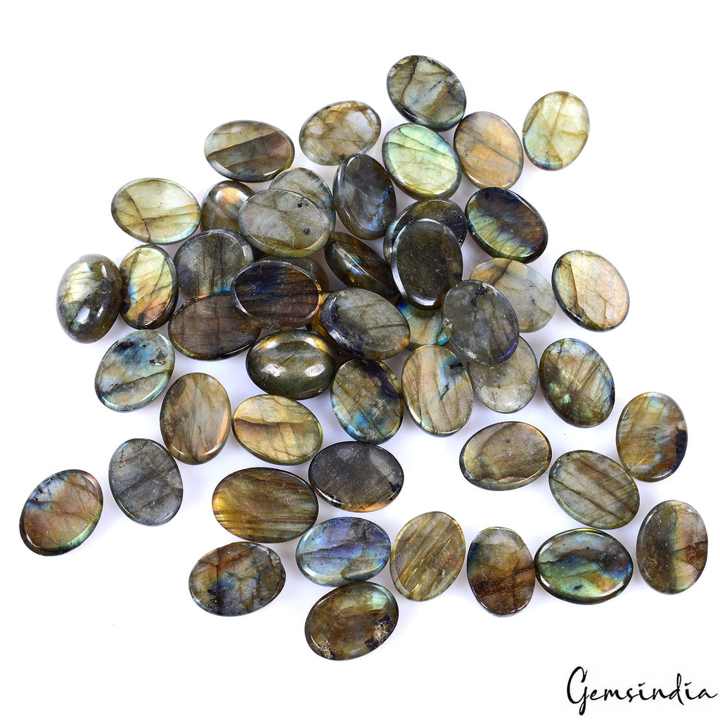 400 Cts/50 Pcs Natural Peach Flashy Labradorite Oval Calibrated 15x12mm Gems Lot