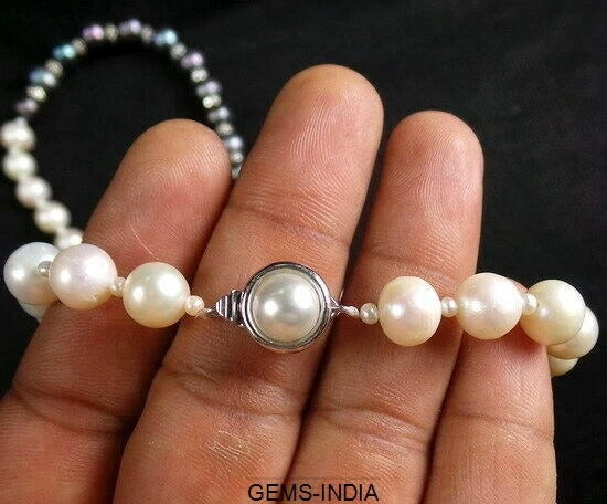 Pearl Necklace, Untreated, White — 5mm to 8mm, 282.50 Ct
