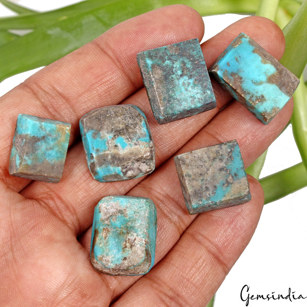 6 Pcs Natural Turquoise Top Quality 15mm-21mm Mix Cabochon Untreated Gemstones