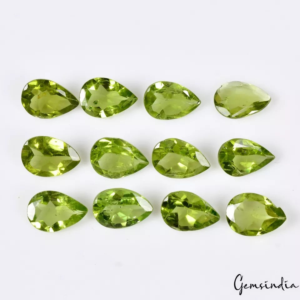 Peridot Lot, Loose Gemstone, Pear, Untreated — 12 Pieces, 10mm, 18.90 Ct