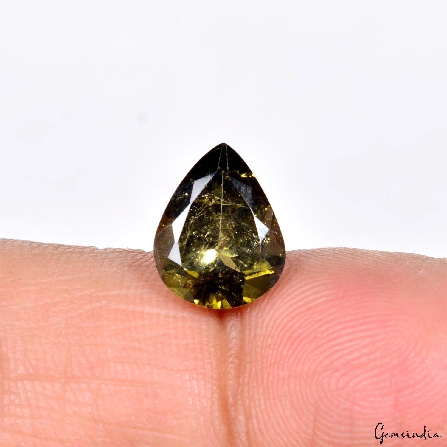 Green Tourmaline Loose Gemstone, Pear Cut, Untreated — 1x8x5 mm, 2.70 Ct, Mozambique