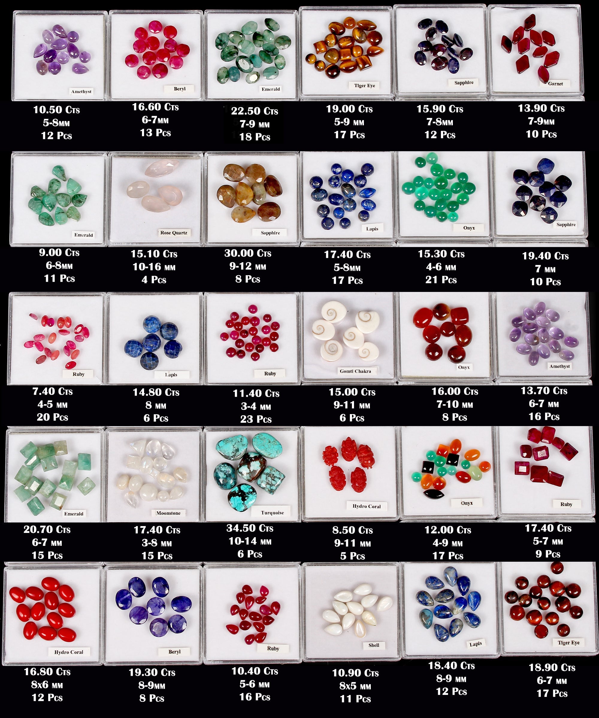 30 Lot Estate Genuine Multi Gems Loose Multi Color Gemstones Collection w/ Boxes