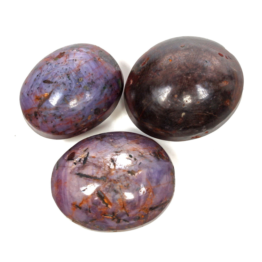 250 Ct Natural Untreated Multicolor Star Ruby Oval Cabochon Loose Gems Lot 3 Pc
