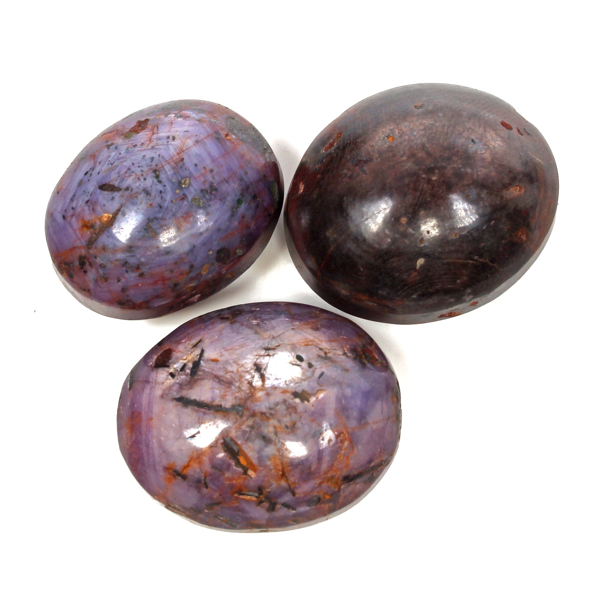 250 Ct Natural Untreated Multicolor Star Ruby Oval Cabochon Loose Gems Lot 3 Pc