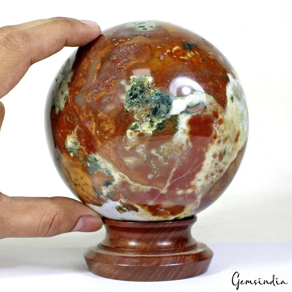 2.3 Kg Natural Untreated Bi-Color Bloodstone Jasper Huge Gem Sphere/Ball 4.9"
