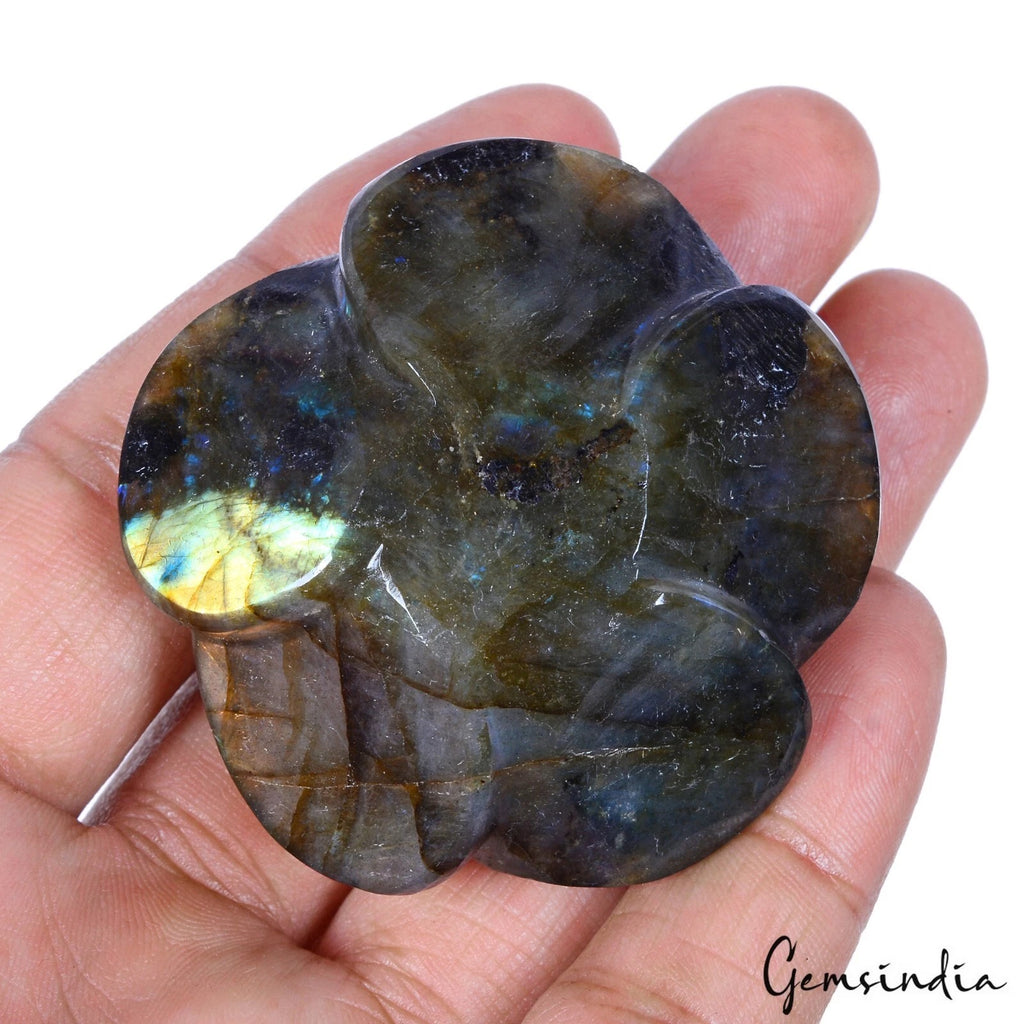 Labradorite Carving, Untreated, Peach — 54x53x32 mm, 430 Ct