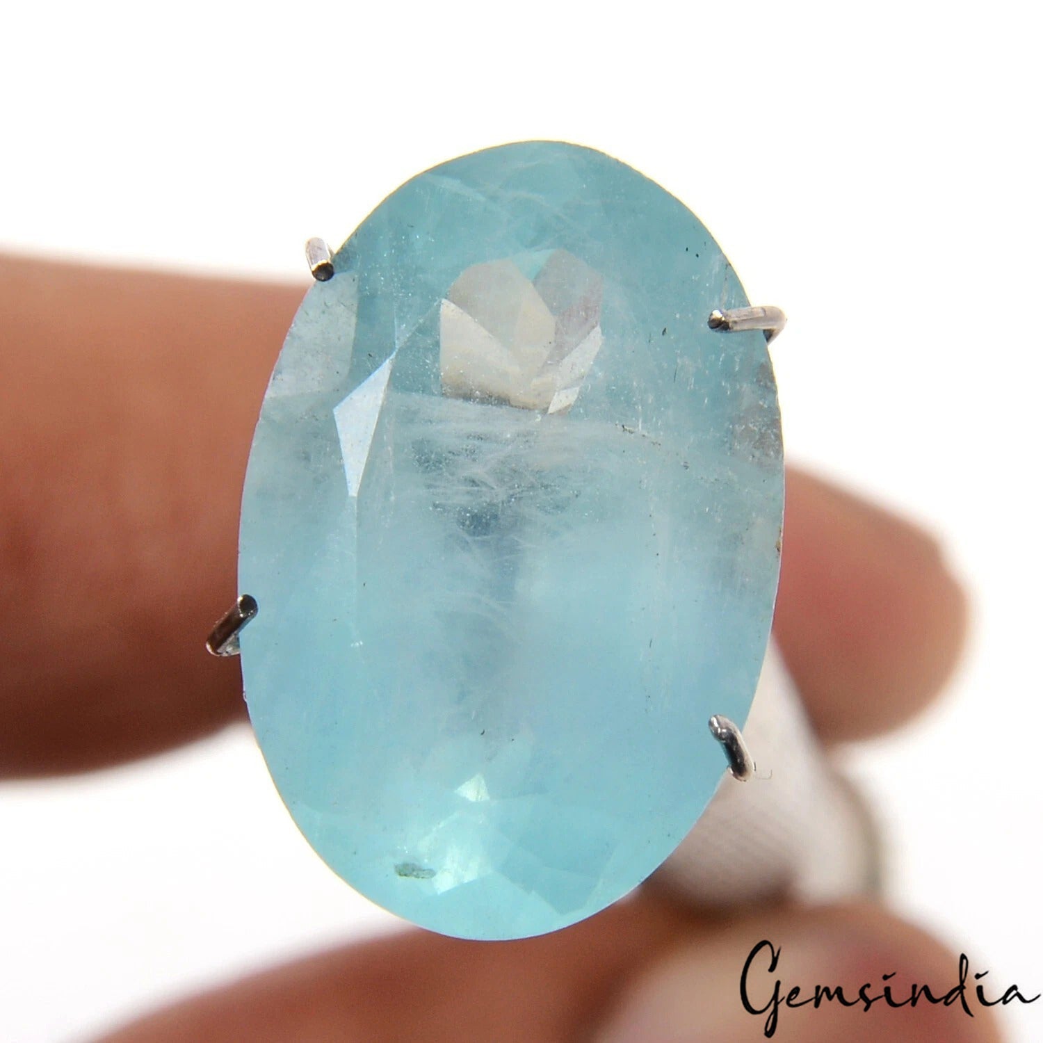 7.10 Cts Natural Ocean Blue Aquamarine Oval Cut Loose Certified Gemstone, Brazil