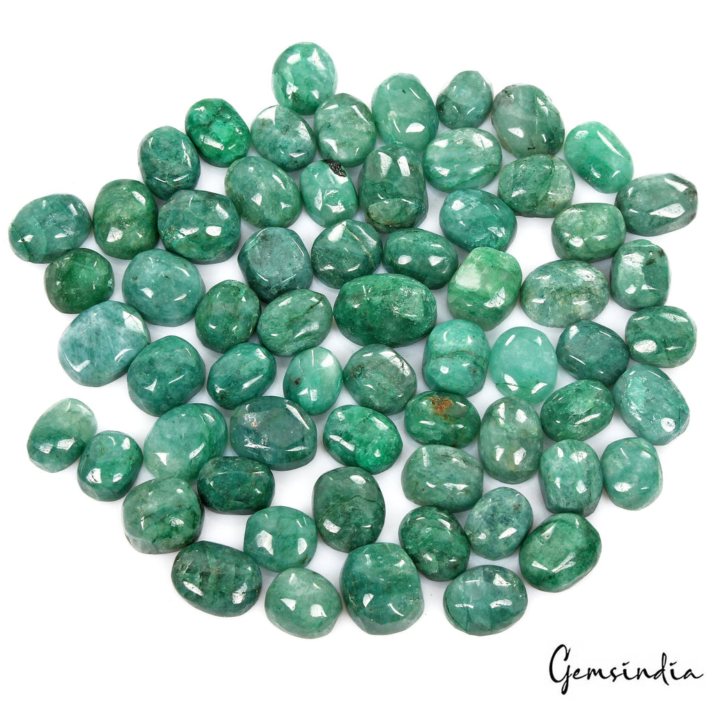 Certified 470 Cts/64 Pcs Natural Green Emerald Oval Cab Loose Gems For Jewelry