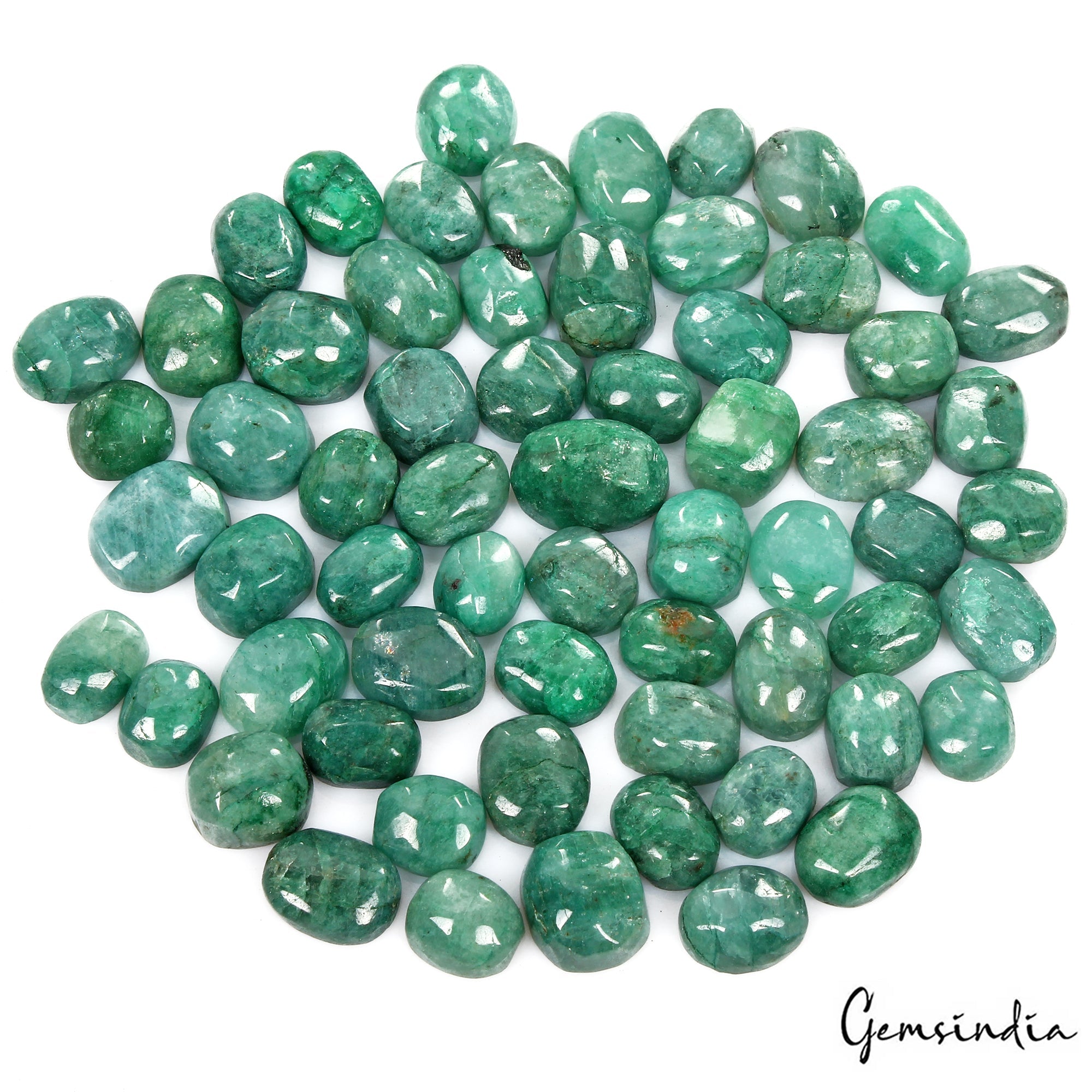 Certified 470 Cts/64 Pcs Natural Green Emerald Oval Cab Loose Gems For Jewelry