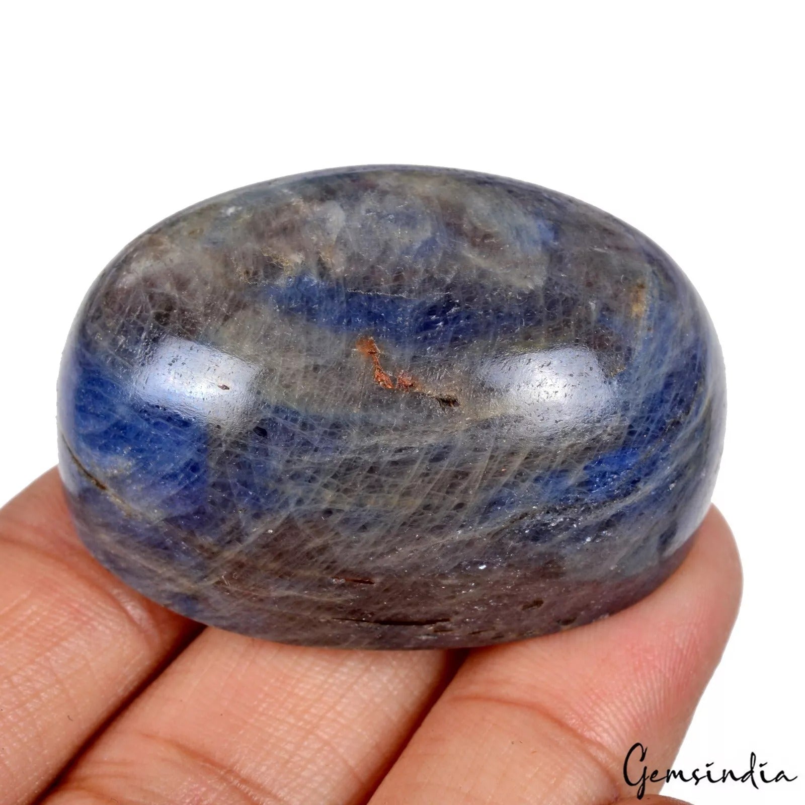 Blue Sapphire Cabochon, Untreated — 46 x 33 x 23 mm, 445 Ct, Madagascar