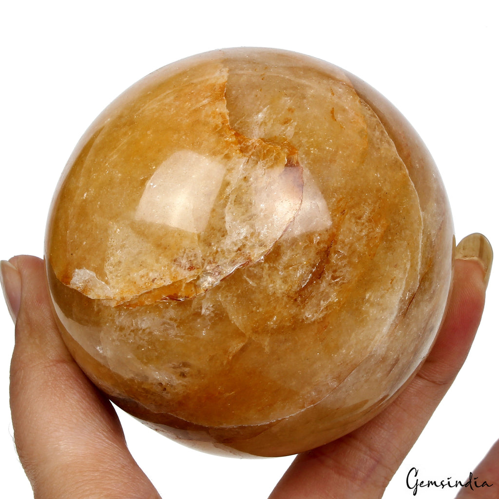 2810 Ct Natural Yellow Aventurine Healing Crystal Mineral Sphere With Stand 3"