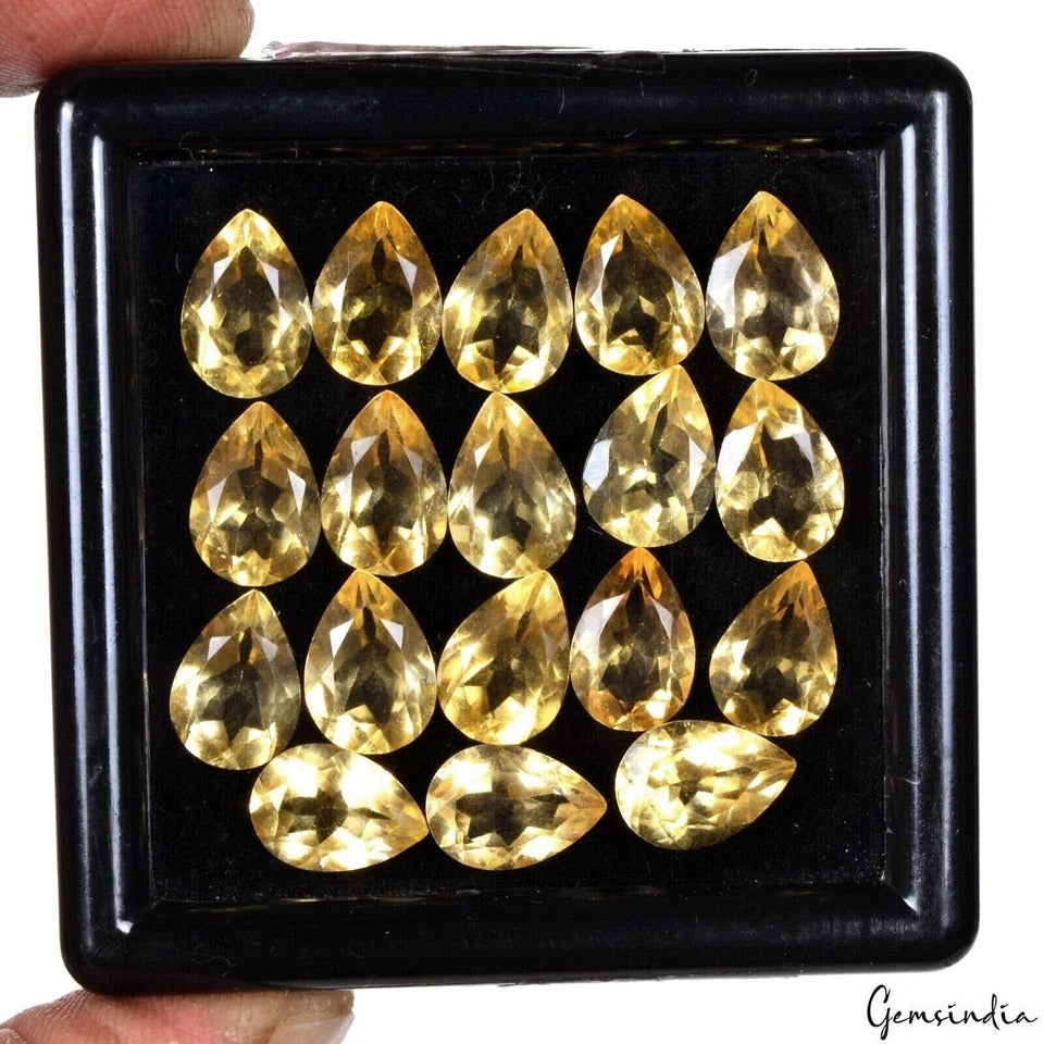 VVS 18Pcs Natural Citrine 10x7mm Pear Cut Top Quality Loose Untreated Gemstones