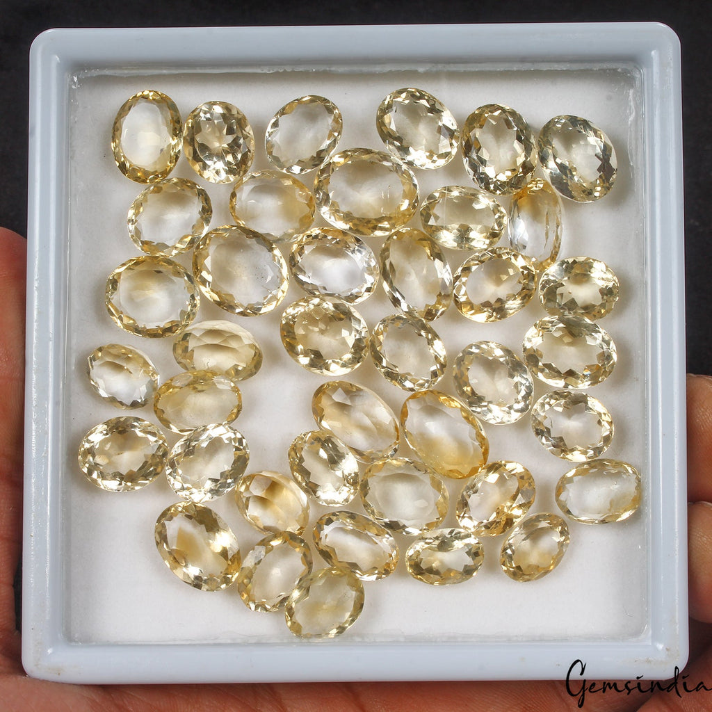 207.10Ct/40 Pc Natural Yellow Citrine Top Grade Oval Cut Loose 10-15mm Gemstones