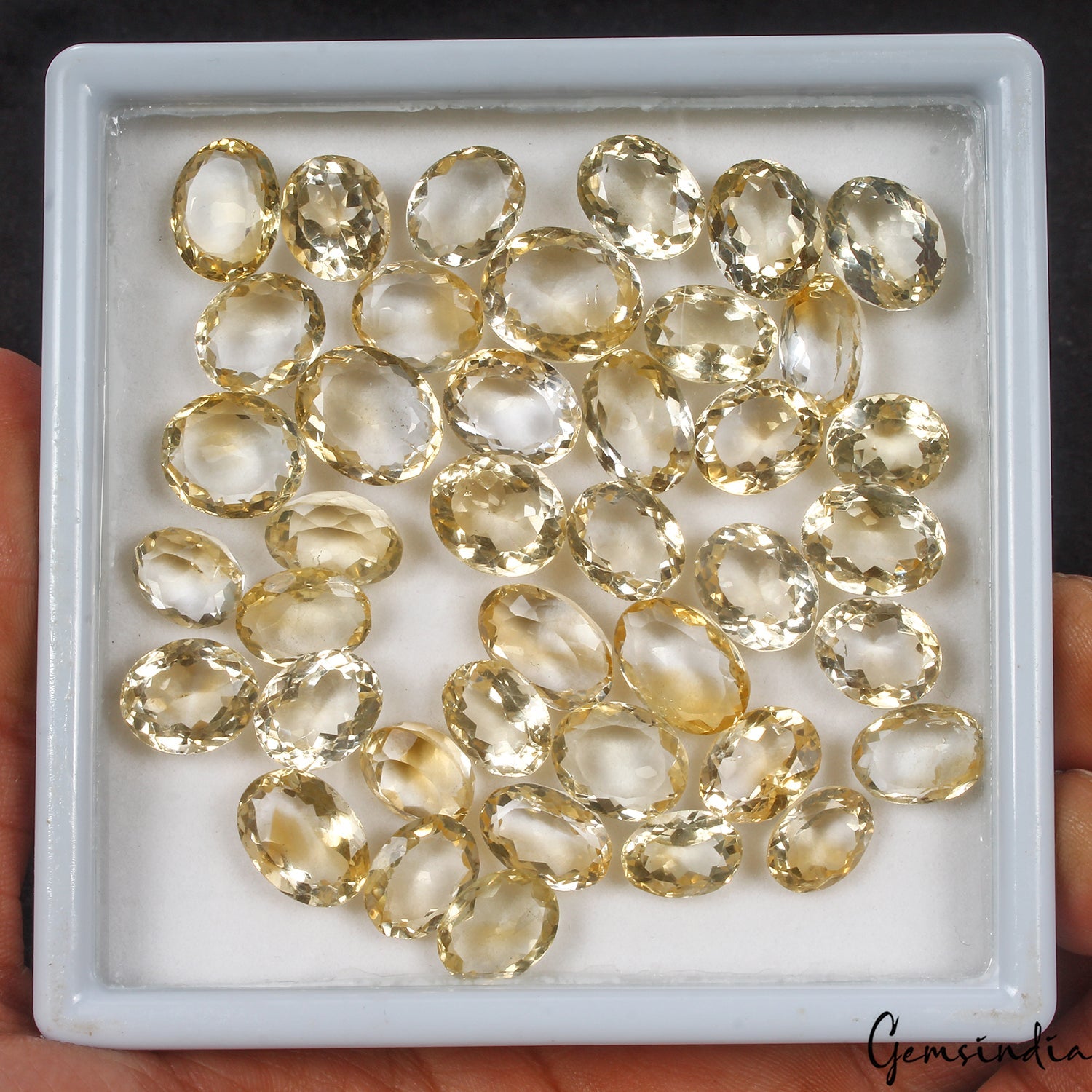 207.10Ct/40 Pc Natural Yellow Citrine Top Grade Oval Cut Loose 10-15mm Gemstones