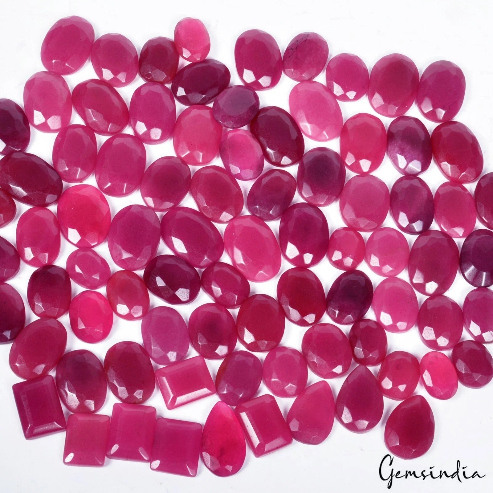 Onyx Lot, Loose Gemstone, Oval, Pear & Octagon Faceted Cut, Color Enhanced — 80 Pieces, 20mm to 34mm, 2680 Ct