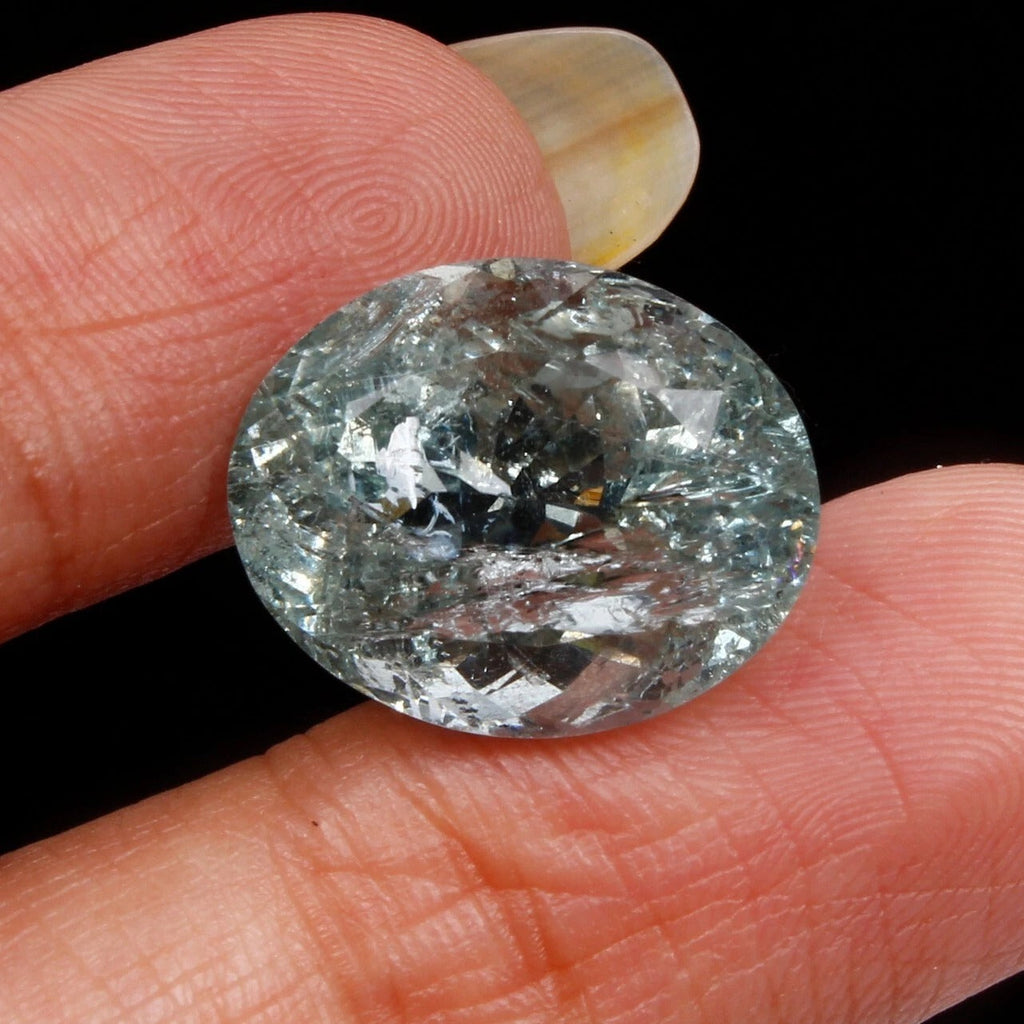 Certified 11.50 Cts Natural Untreated Blue Aquamarine Oval Precious Gem For Ring