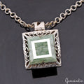 29.41 Gm Natural Green Emerald 925 Sterling Silver Hand Crafted Square Pendant