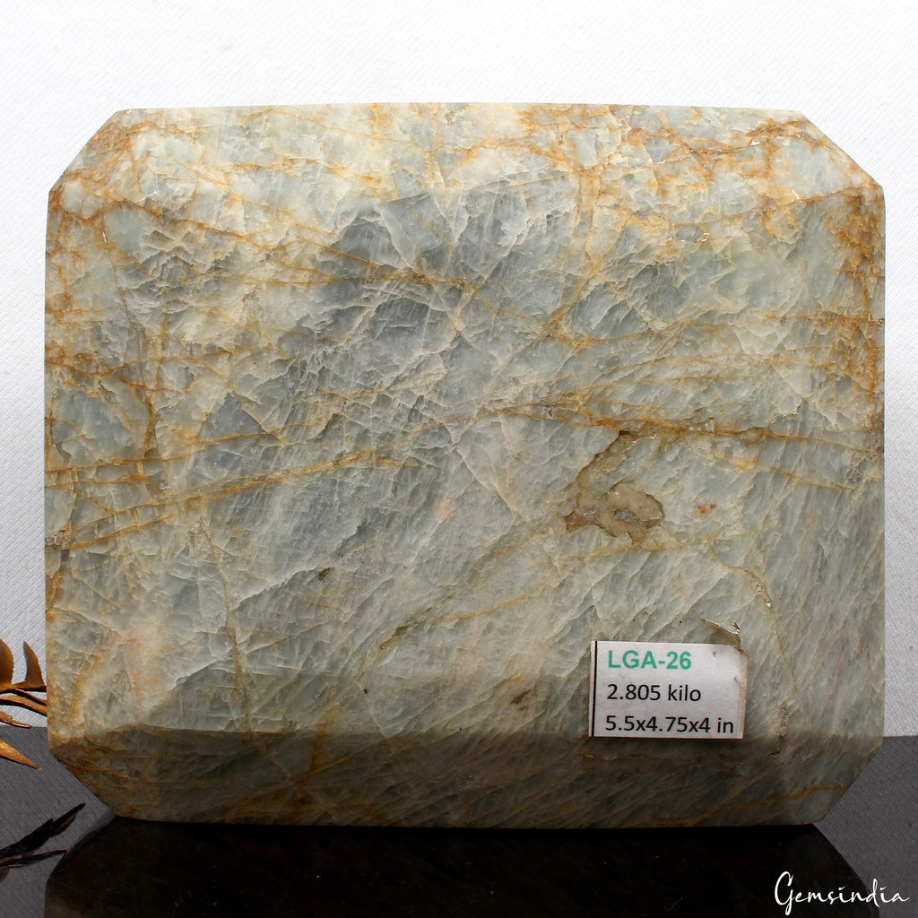 2.8kilo Octagon Cut Natural Gray Green Aquamarine Unheated Brazil Large Gemstone