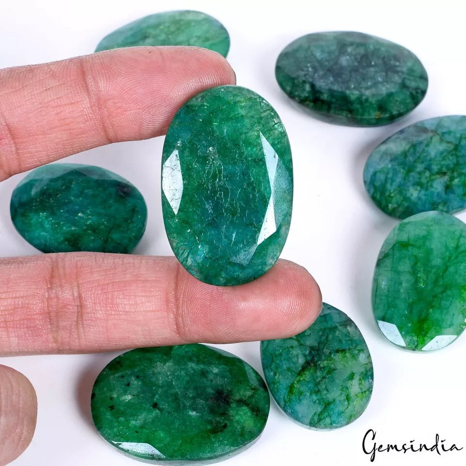 480 Cts/8 Pcs Natural Brazilian Green Emerald Oval Cut Loose Wholesale Gems Lot