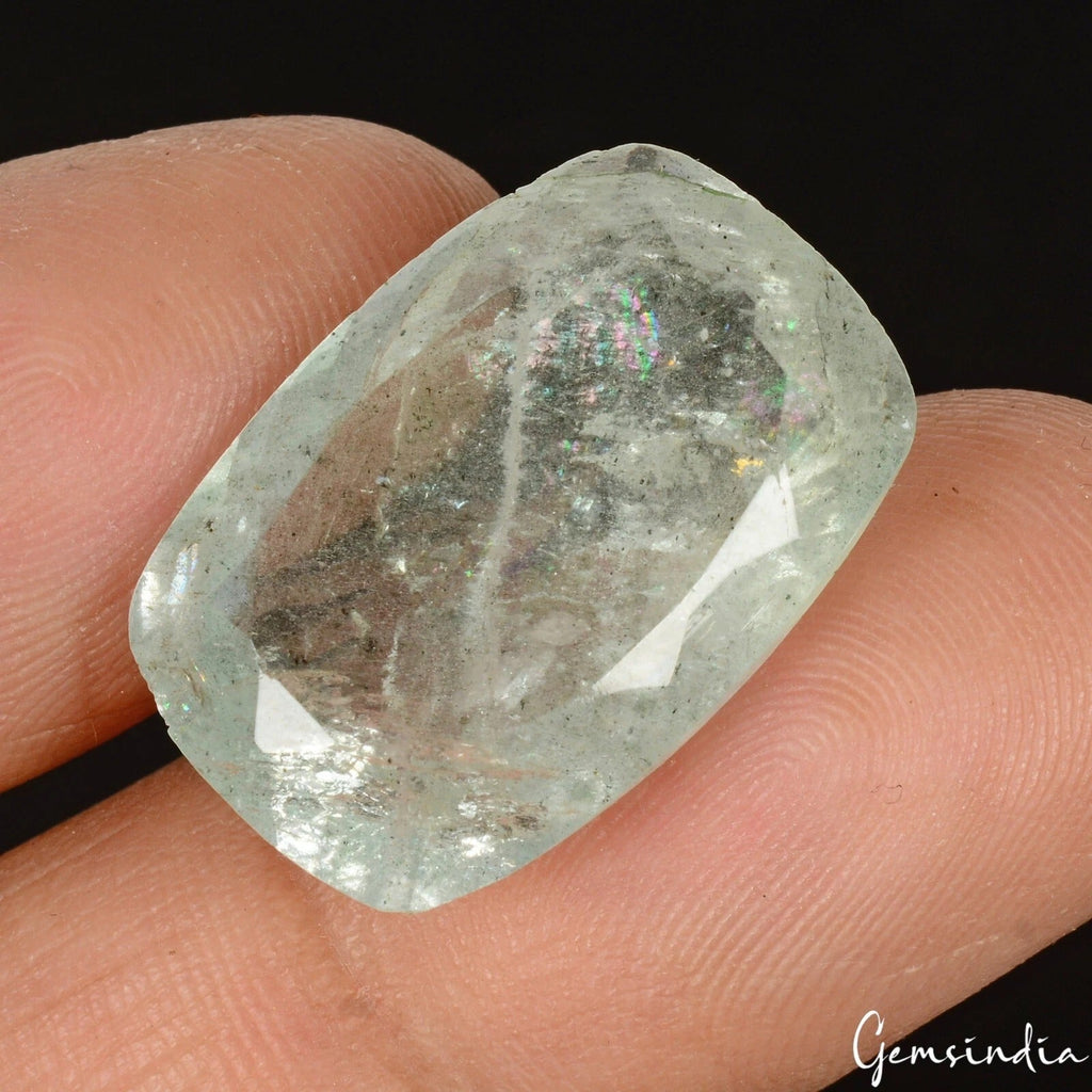 17.40 Ct Natural Untreated Aquamarine Cushion Faceted Cut Loose Gems For Jewelry