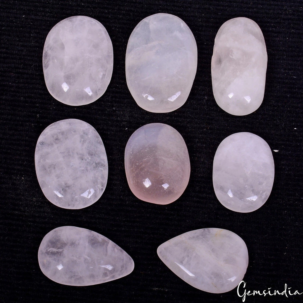 440 Cts/8 Pcs Natural Untreated Pink Rose Quartz Mixed Cab Loose Gemstones Lot